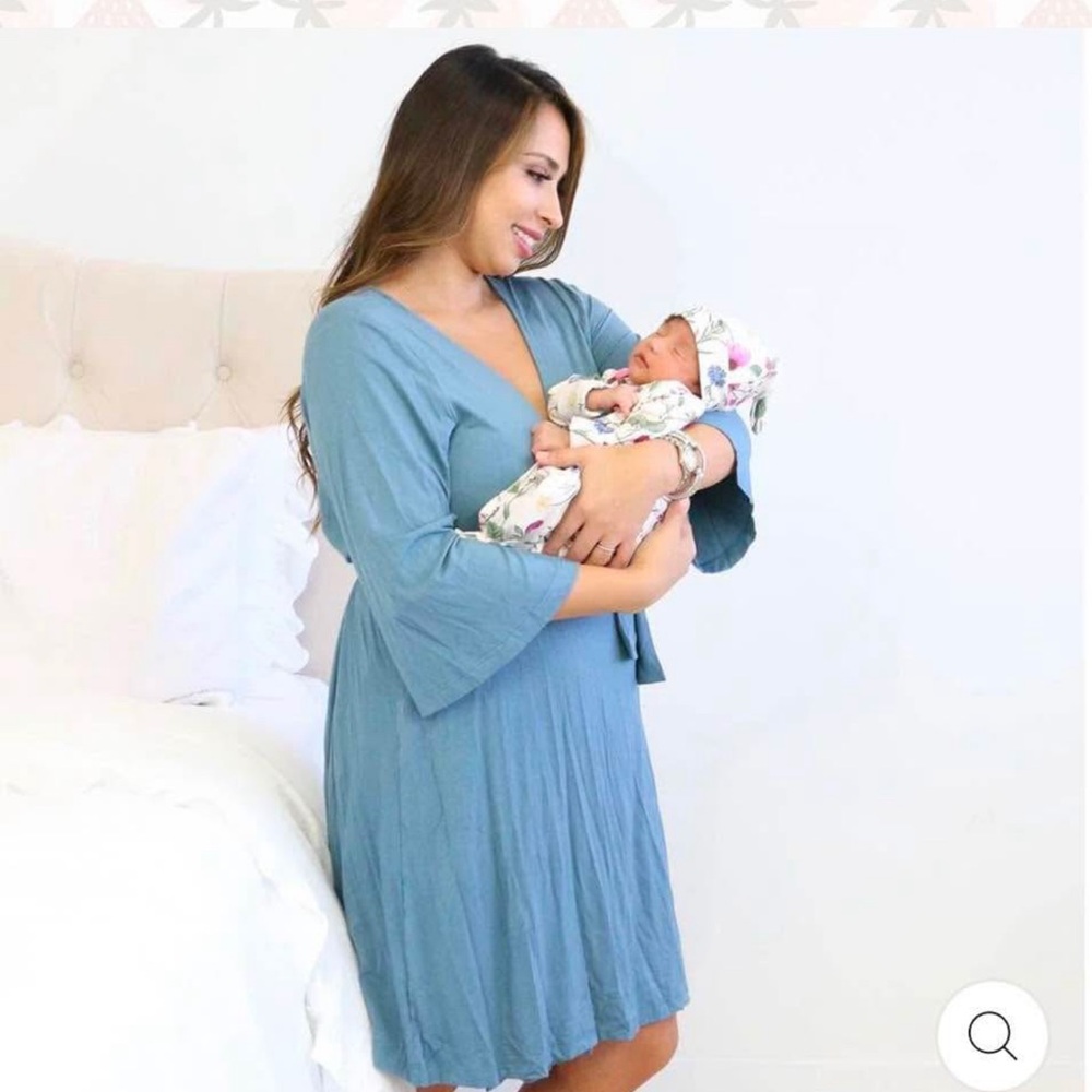 Caden Lane Dusty Blue Maternity/Post partum Robe